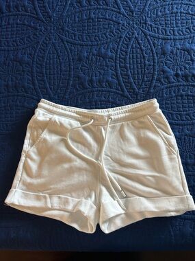 Reiss Off-White Drawstring Knit Athletic Shorts